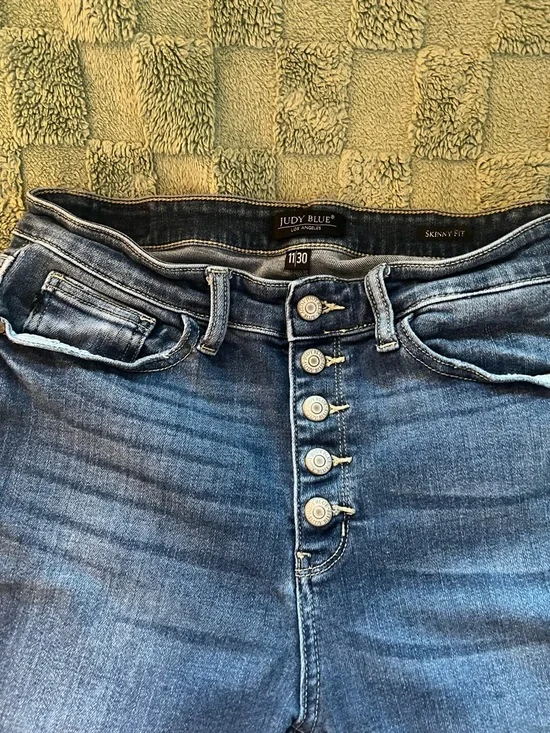 Judy Blue Dark Wash Skinny Jeans with Button-Fly - Picture 2 of 7